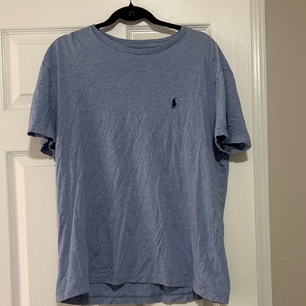 Ralph Lauren Pale Blue Short-Sleeve Cotton Tee with Pony Logo